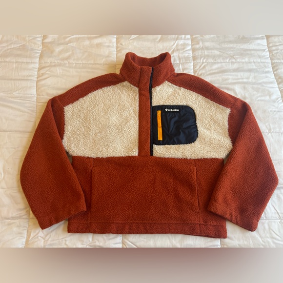 Columbia Lodge Sherpa Fleece Retro Outdoor Cozy Soft Pullover Sweatshirt Medium - Picture 5 of 16